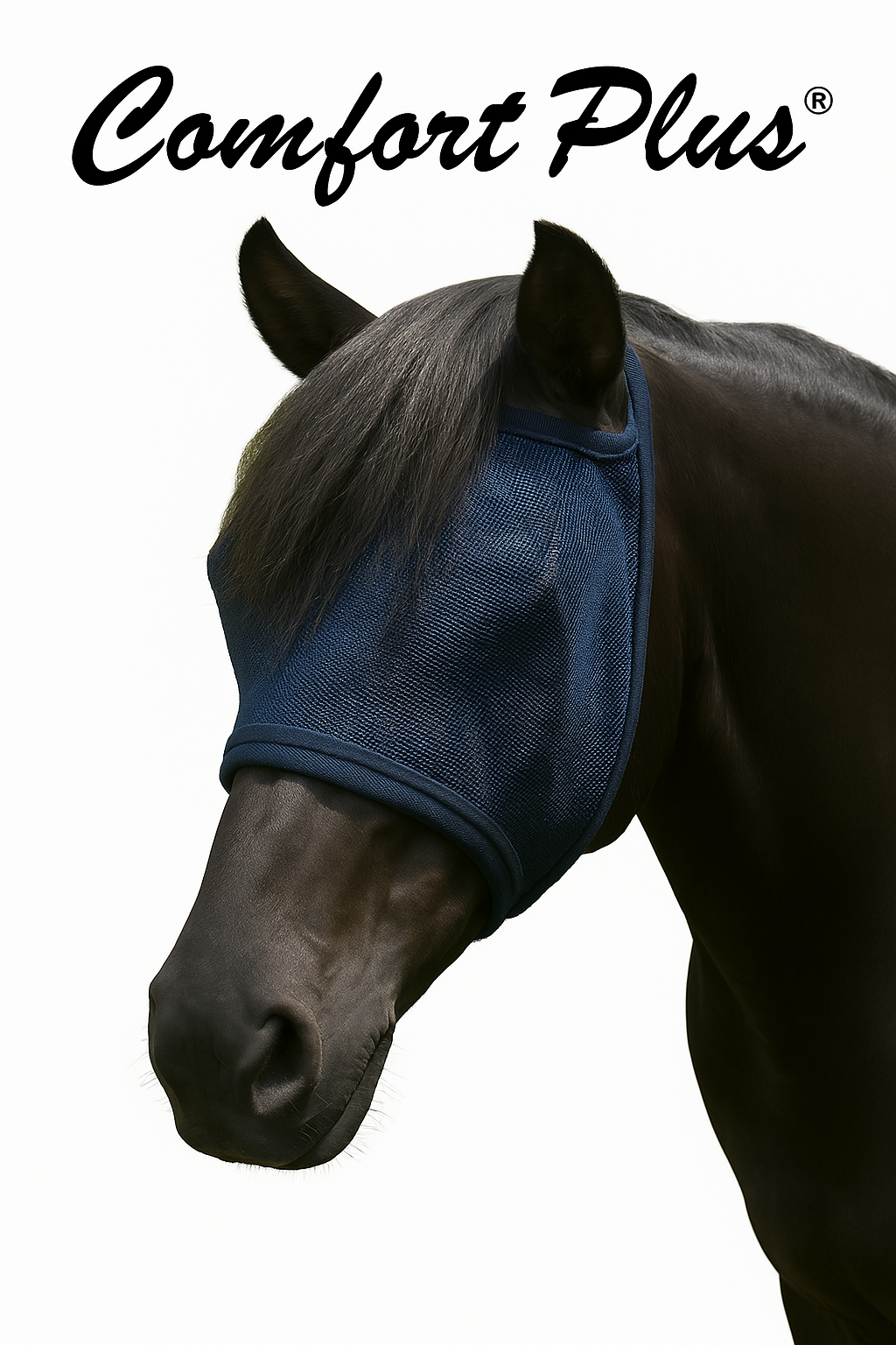 Comfort Plus Mini Horse Fly Mask - Navy