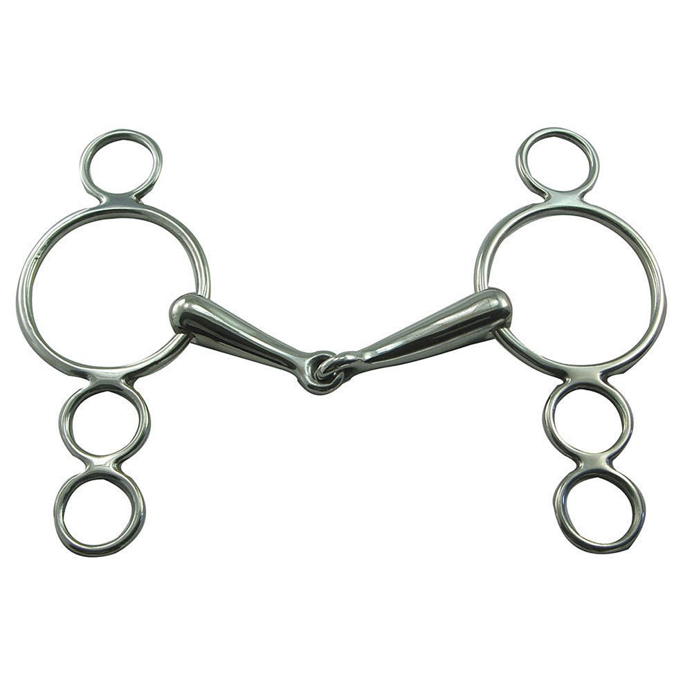 Coronet Stainless Steel 3 Ring Continental Snaffle Gag Bit - 16mm Mouth