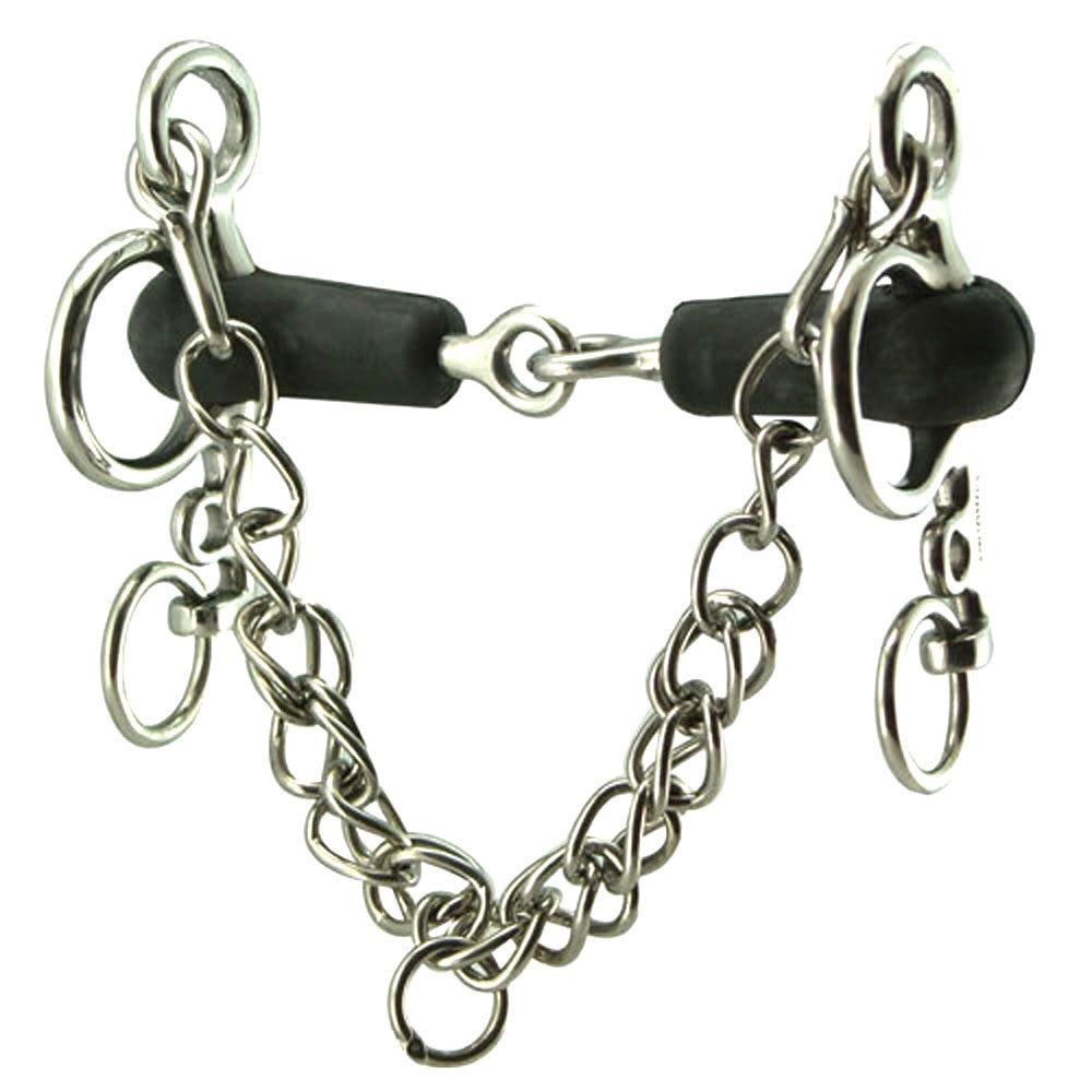 Tom Thumb Jointed Rubber Mouth Pelham Bit with 4" Cheeks