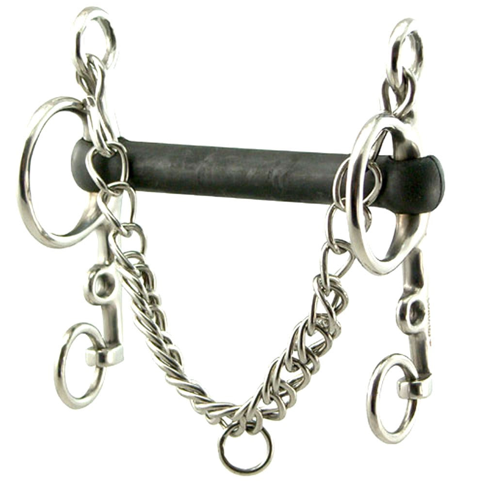 Pelham Flexible Rubber Mullen Mouth Stainless Steel Bit