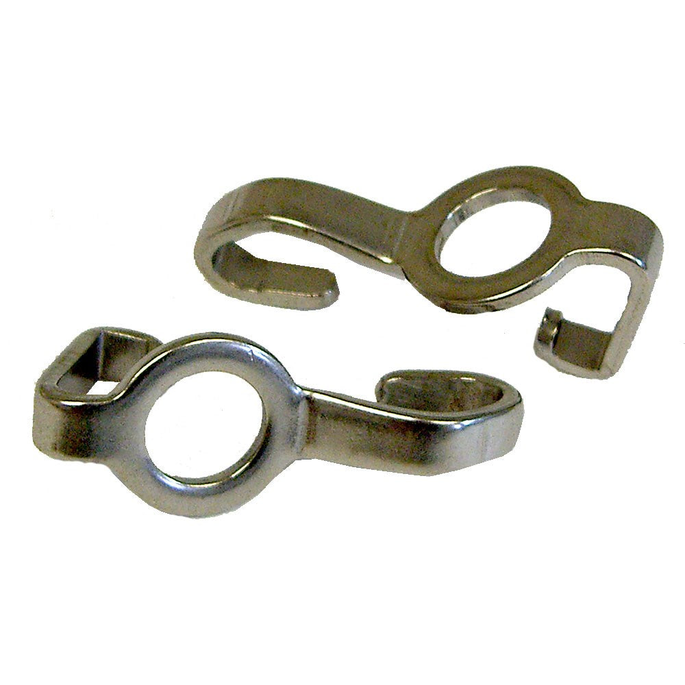 Flat Stainless Steel Curb Chain Hooks with Rubber - Sold in Pairs