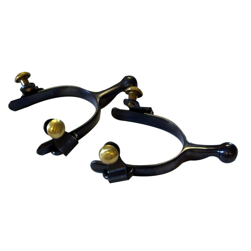 Humane Spur Black Steel with Brass Knob End - Childs