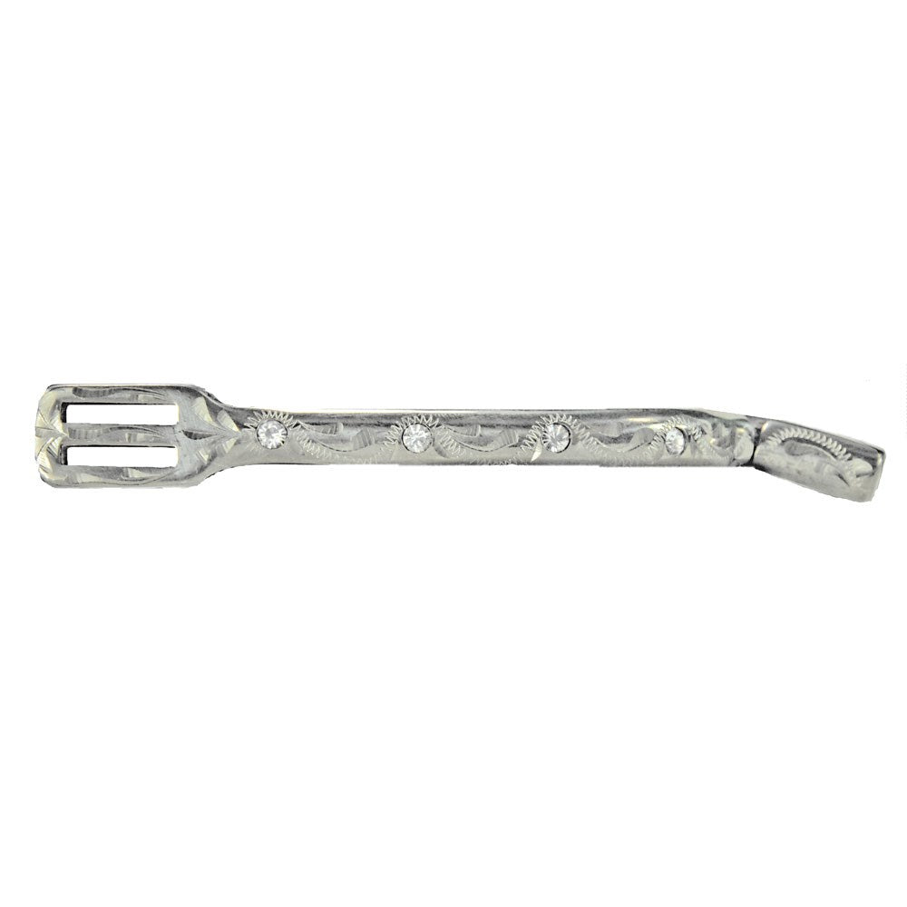 Engraved POW with Clear Rhinestones Ladies Spur - 3/4", 20mm