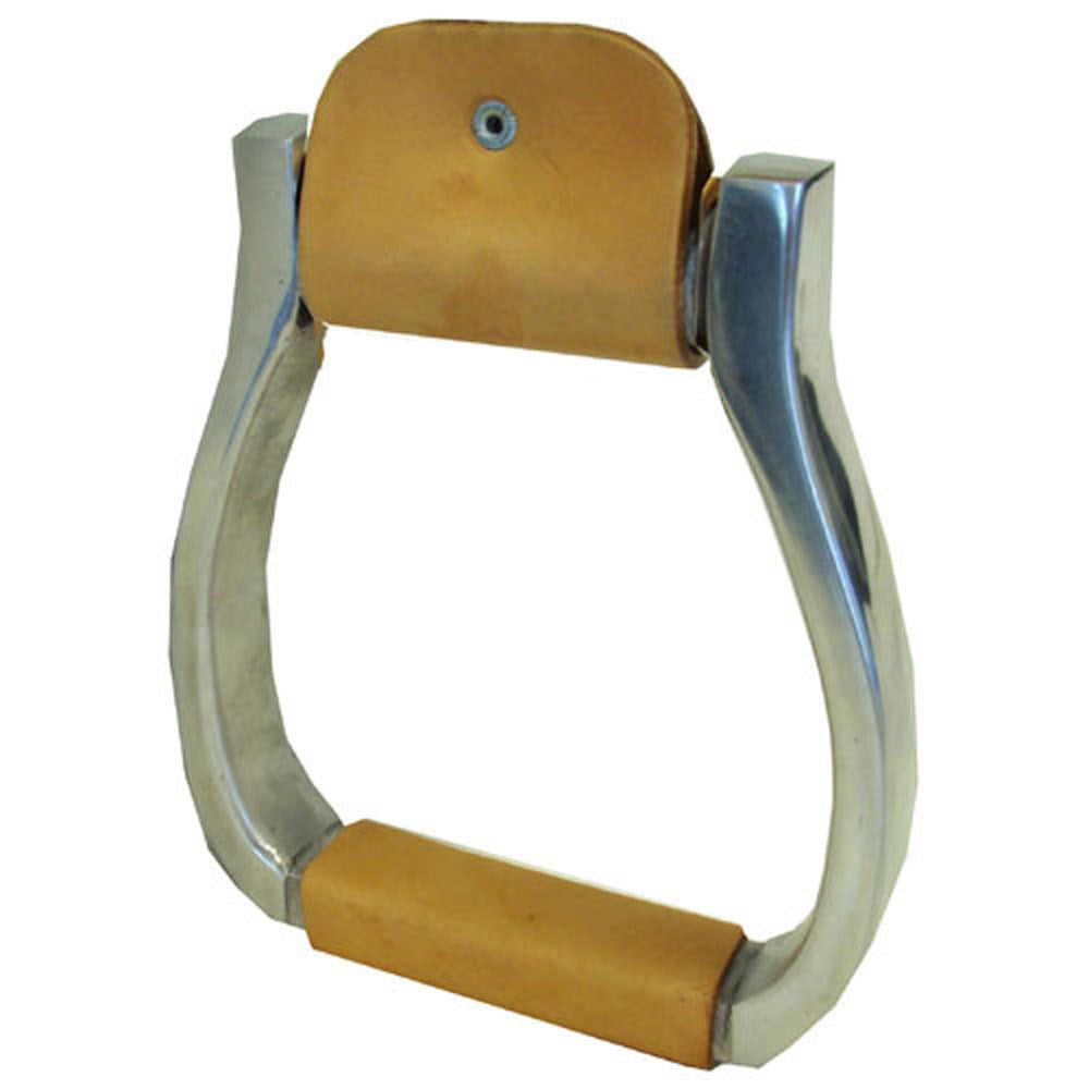 Aluminum Visalia Stirrups with Leather Tread 1" Narrow