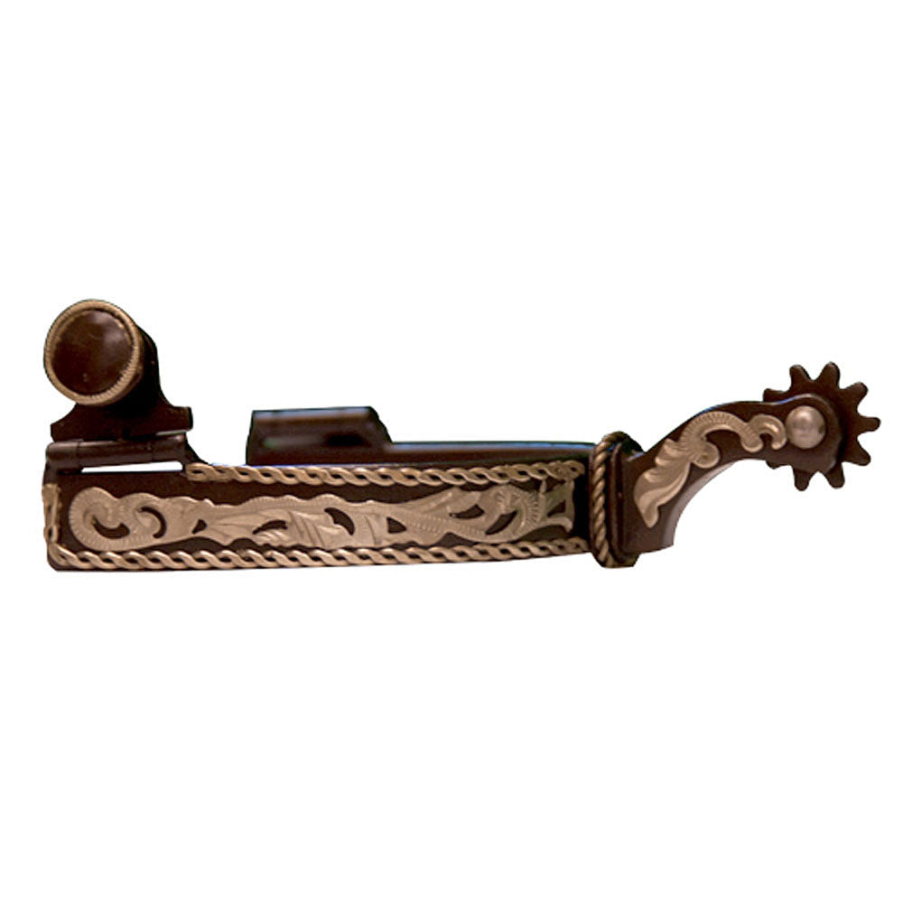 Mens Western Show Spurs with Engraved Rope Border