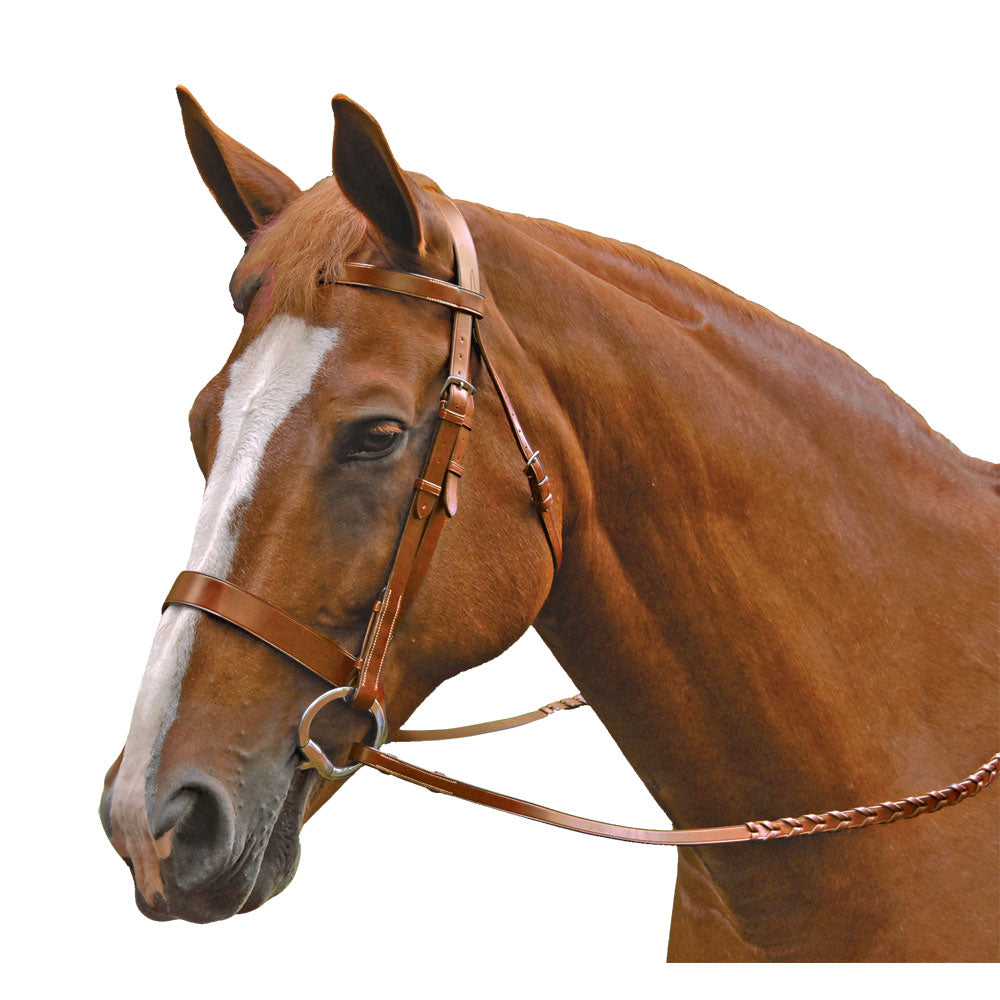 Exselle Elite Traditional Flat Hunting Bridle with Laced Reins - Oak