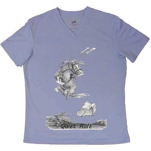 Jude Too Comical Horse "Quiet Ride" V Neck T-Shirt
