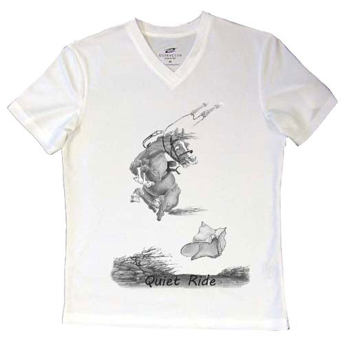 Jude Too Comical Horse "Quiet Ride" V Neck T-Shirt