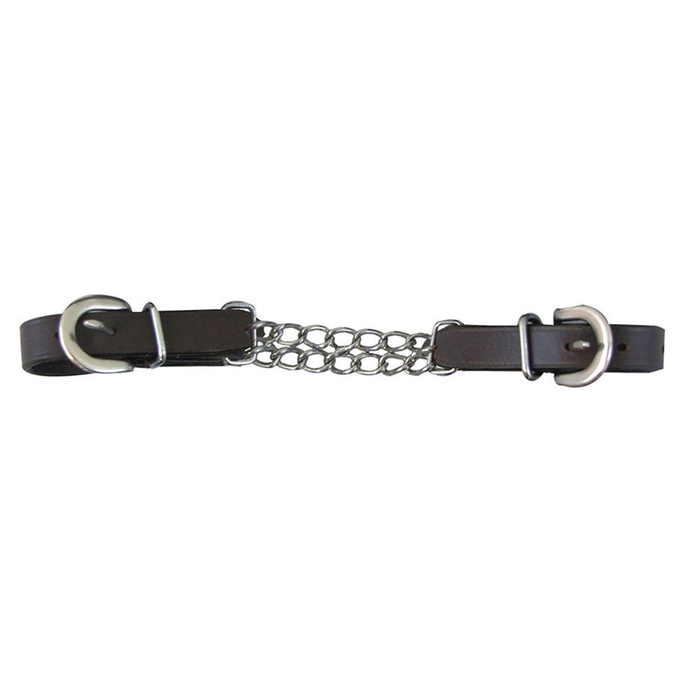 Tory Leather Curb Straps with Double Chains - Dark Oil