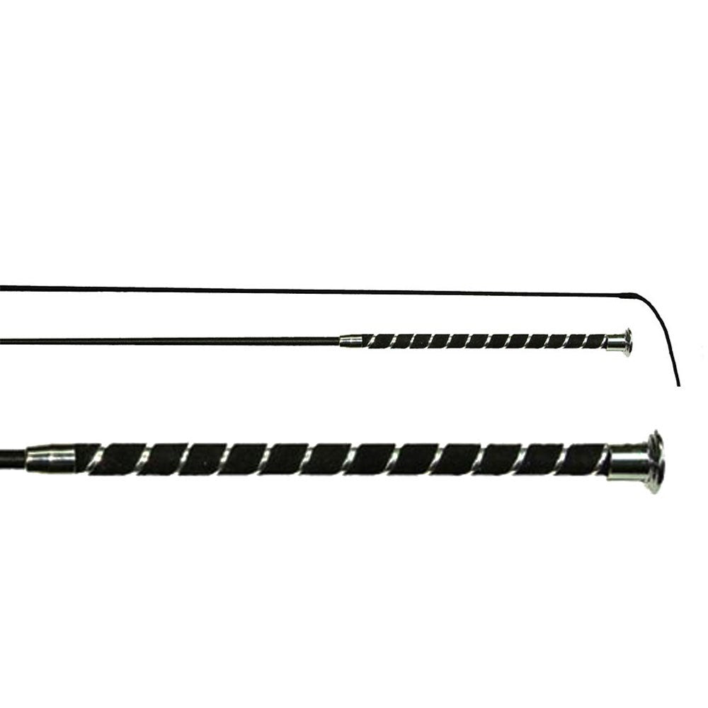 43" Dressage Silver Whip with Spirial Velveteen Handle - Black