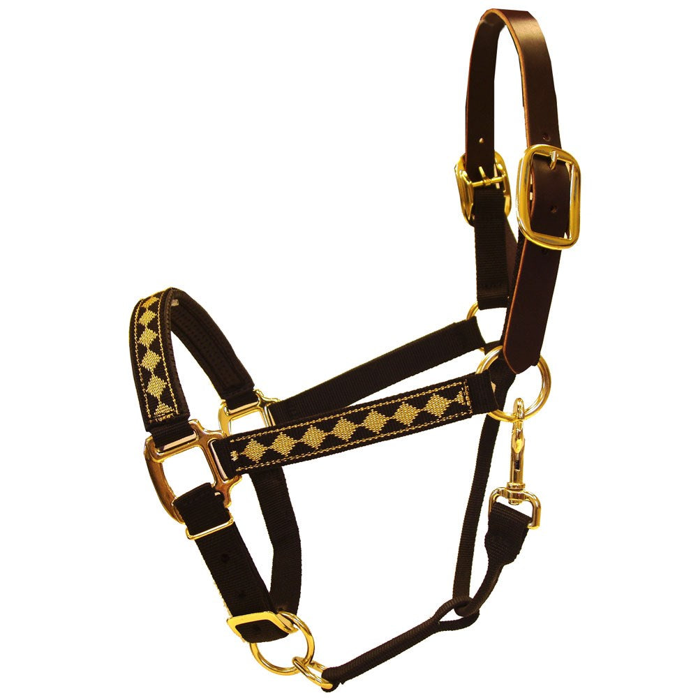 1" Diamond Web Halter with Leather Crown