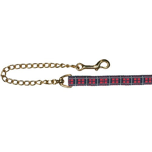 Nylon Plaid Lead with Padded Handle and 20" Brass Plated Chain