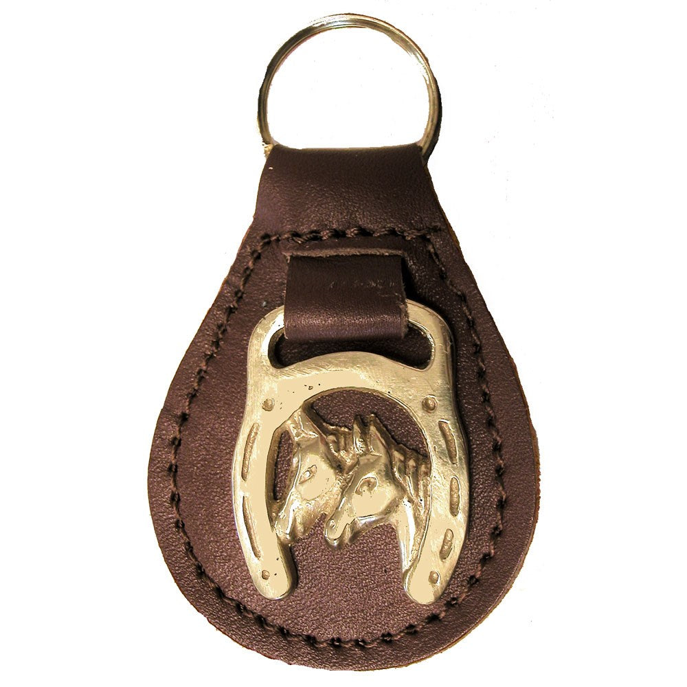 Two Horse Heads Leather Key Fob