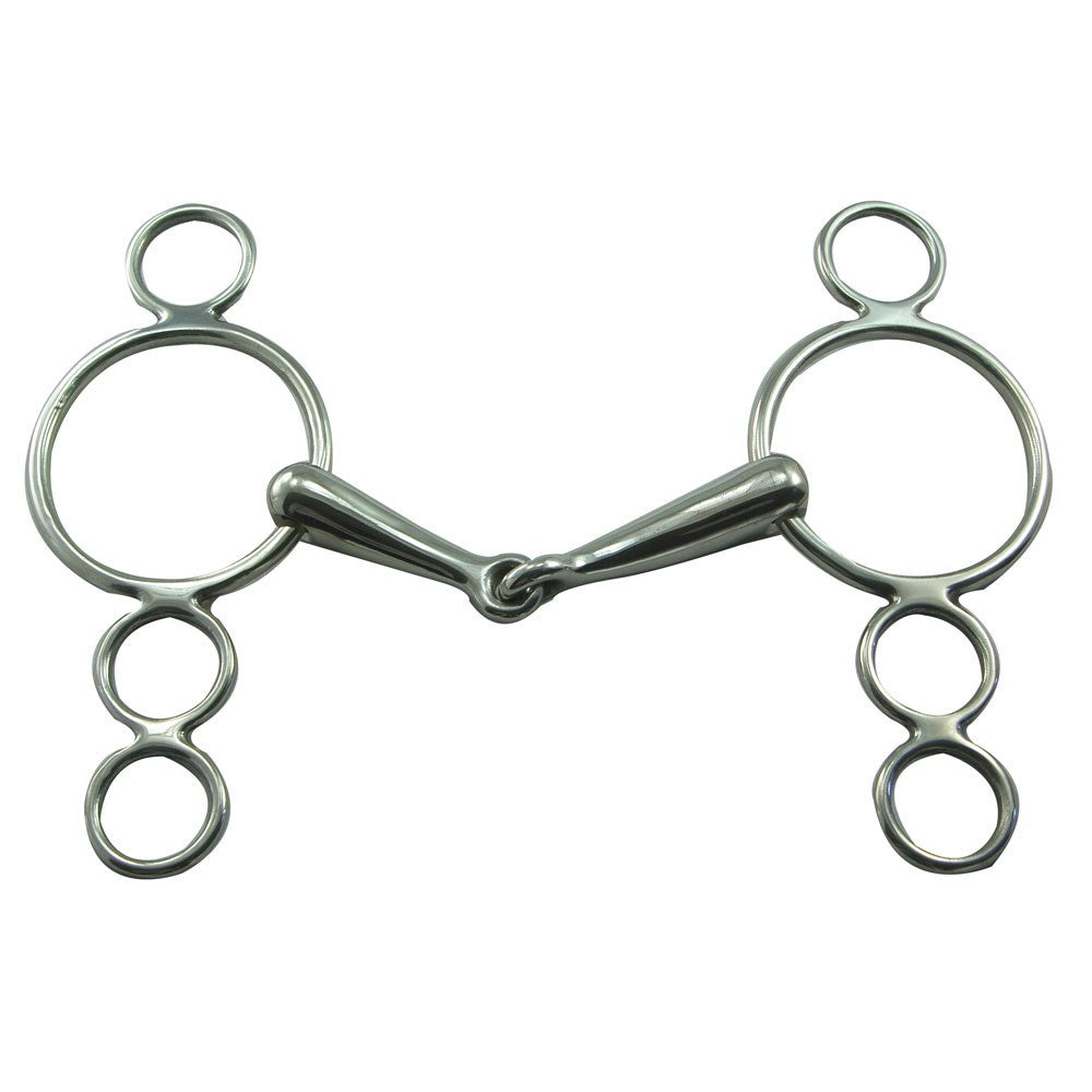 Coronet Stainless Steel 3 Ring Continental Snaffle Gag Bit - 17mm Mouth