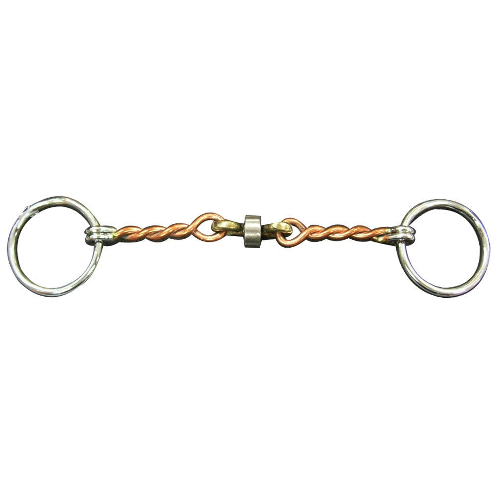Twisted Wire with Link and Roller Snaffle Bit 5" with 1-1/2" Rings