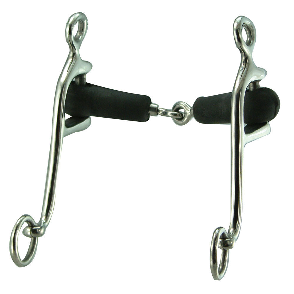 Stainless Steel Walking Horse Pinchless Bit 5" Rubber Mouth Snaffle 6" Shanks