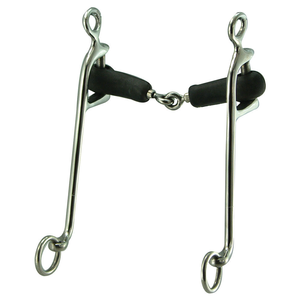Stainless Steel Walking Horse Pinchless Bit 5" Rubber Mouth Snaffle 8" Shanks