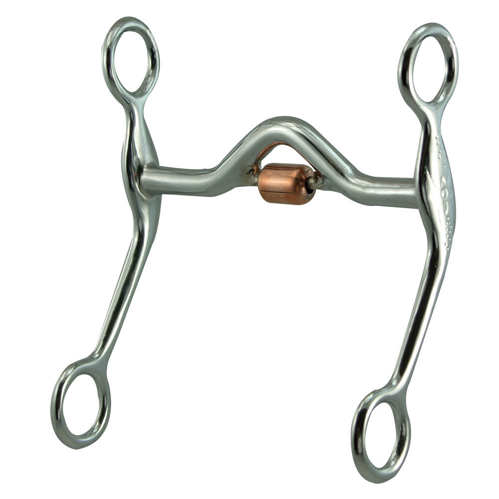 Quarter Horse Malleable Iron Medium Port with Copper Roller Curb  Bit 5"