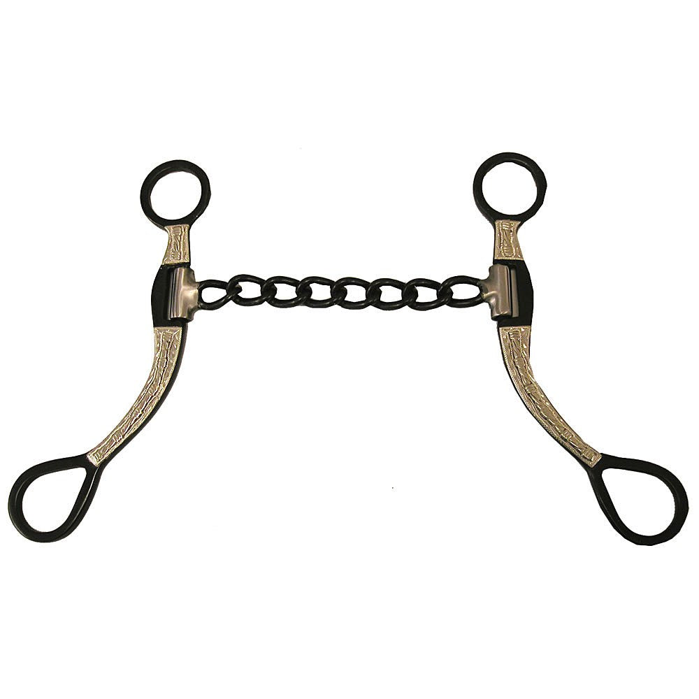 Black Antique with Silver Barbwire Chain Mouth Curb Bit 5"