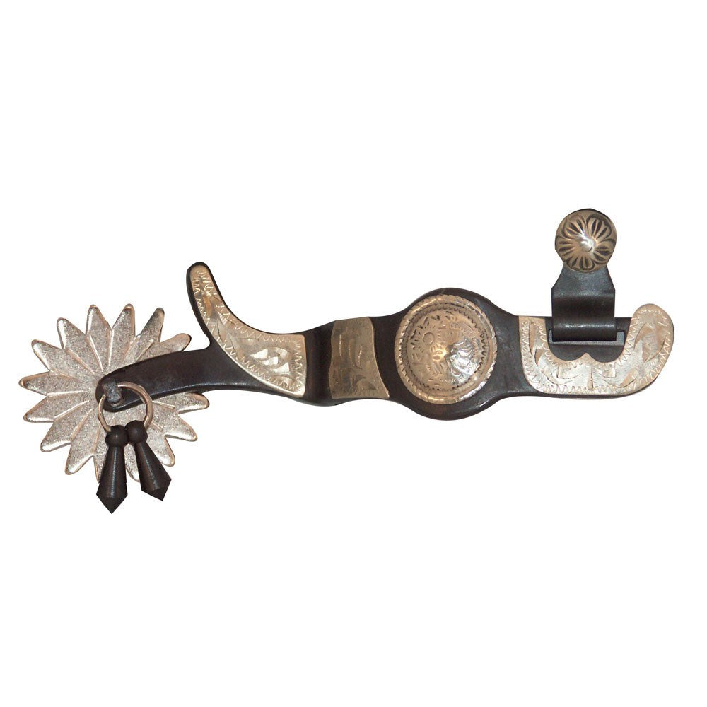 Black Steel Show Spurs with Silver Concho