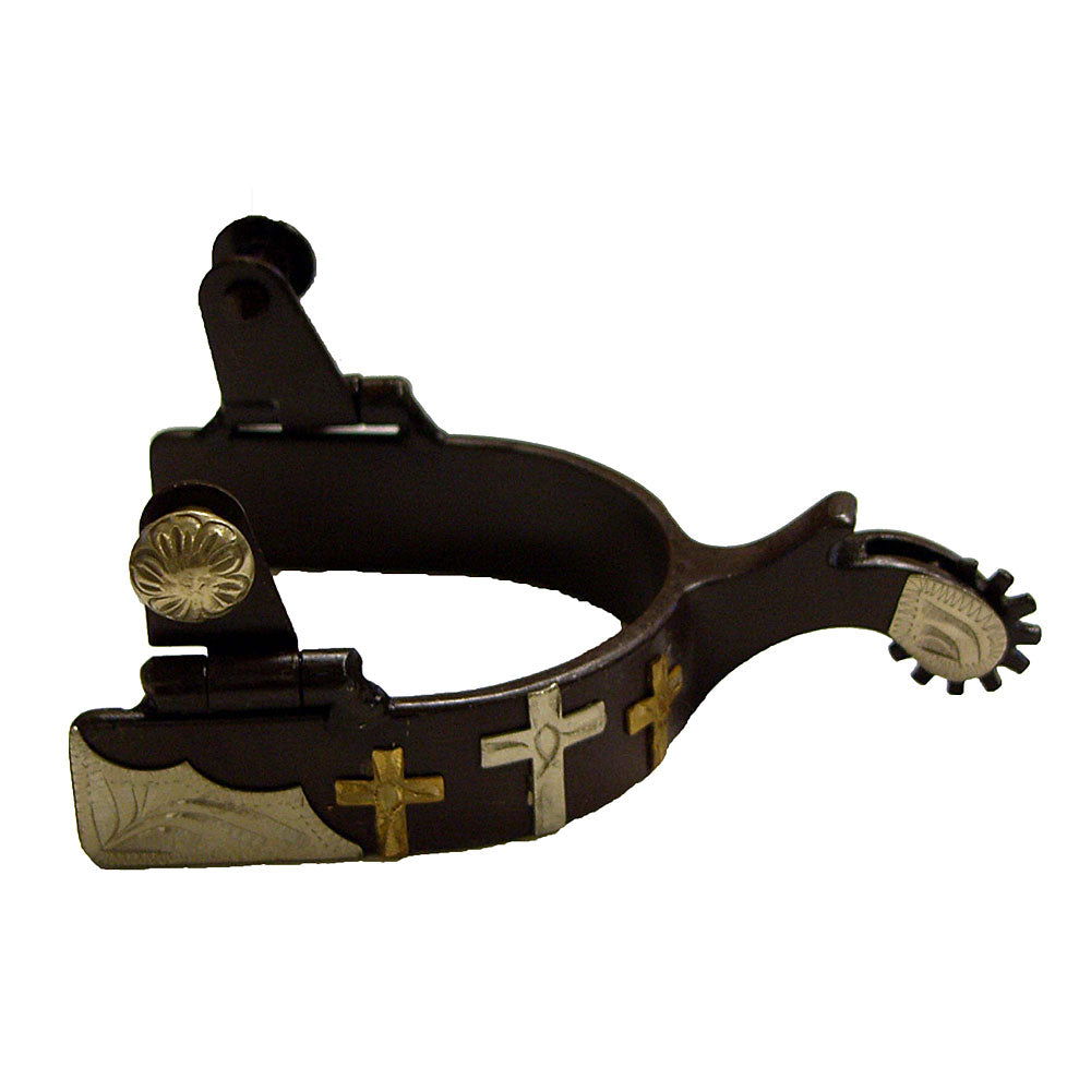 Western Show Spurs with Engraved Crosses