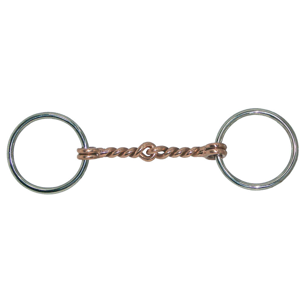 Mini Loose Ring Stainless Steel Single Twisted Copper Wire Snaffle Bit 3-1/2"