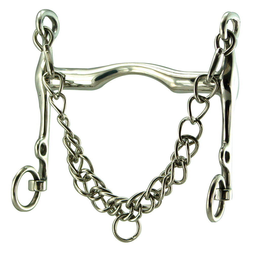 Coronet Medium Weight Wide Port Weymouth Bit with Hooks and Chain