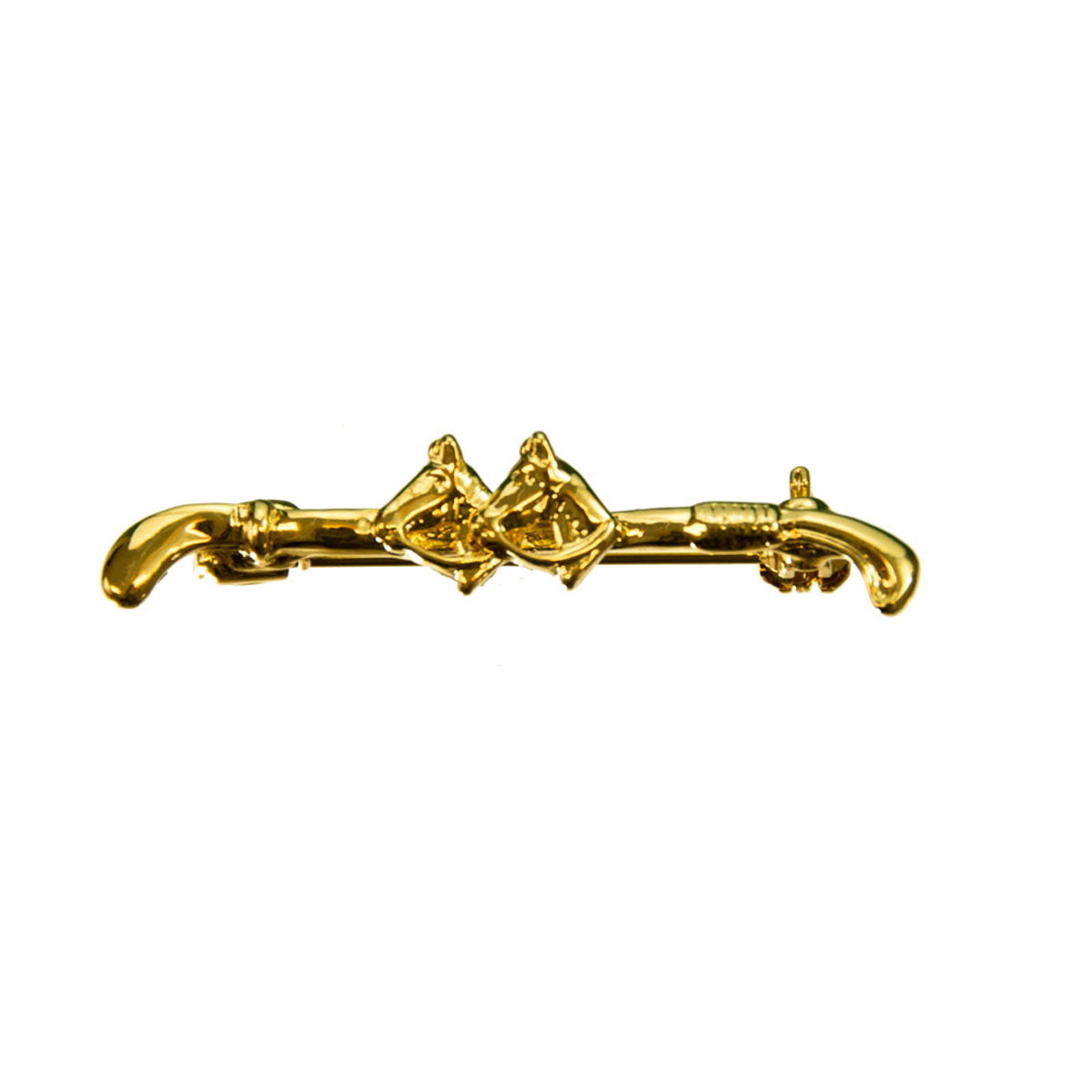 Exselle Crop with 2 Horse Heads Stock Pin - Gold Plated