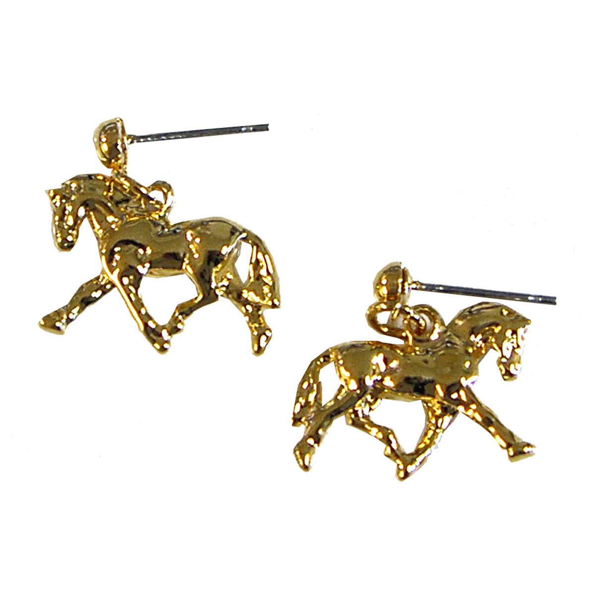 Dressage Horse and Rider Earrings - Gold Plated