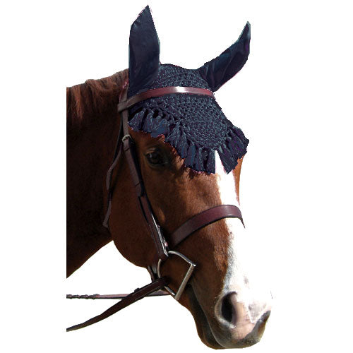 Fancy Crochet Fly Veil Horse Black