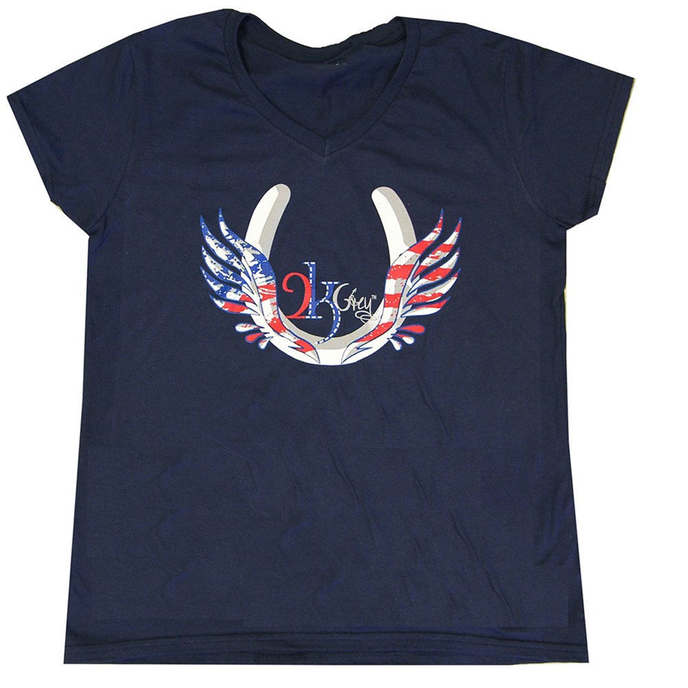 2KGrey Ladies Flying Hoof T-Shirt - Navy