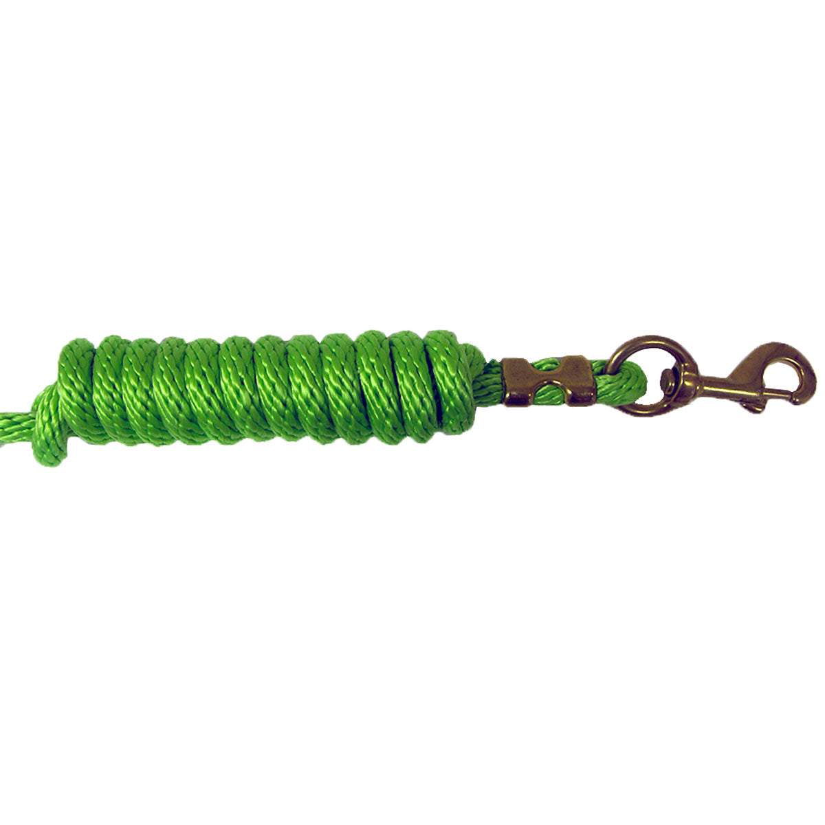 Poly Lead Rope Neon Green with Solid Brass Snap 5/8" x 8'