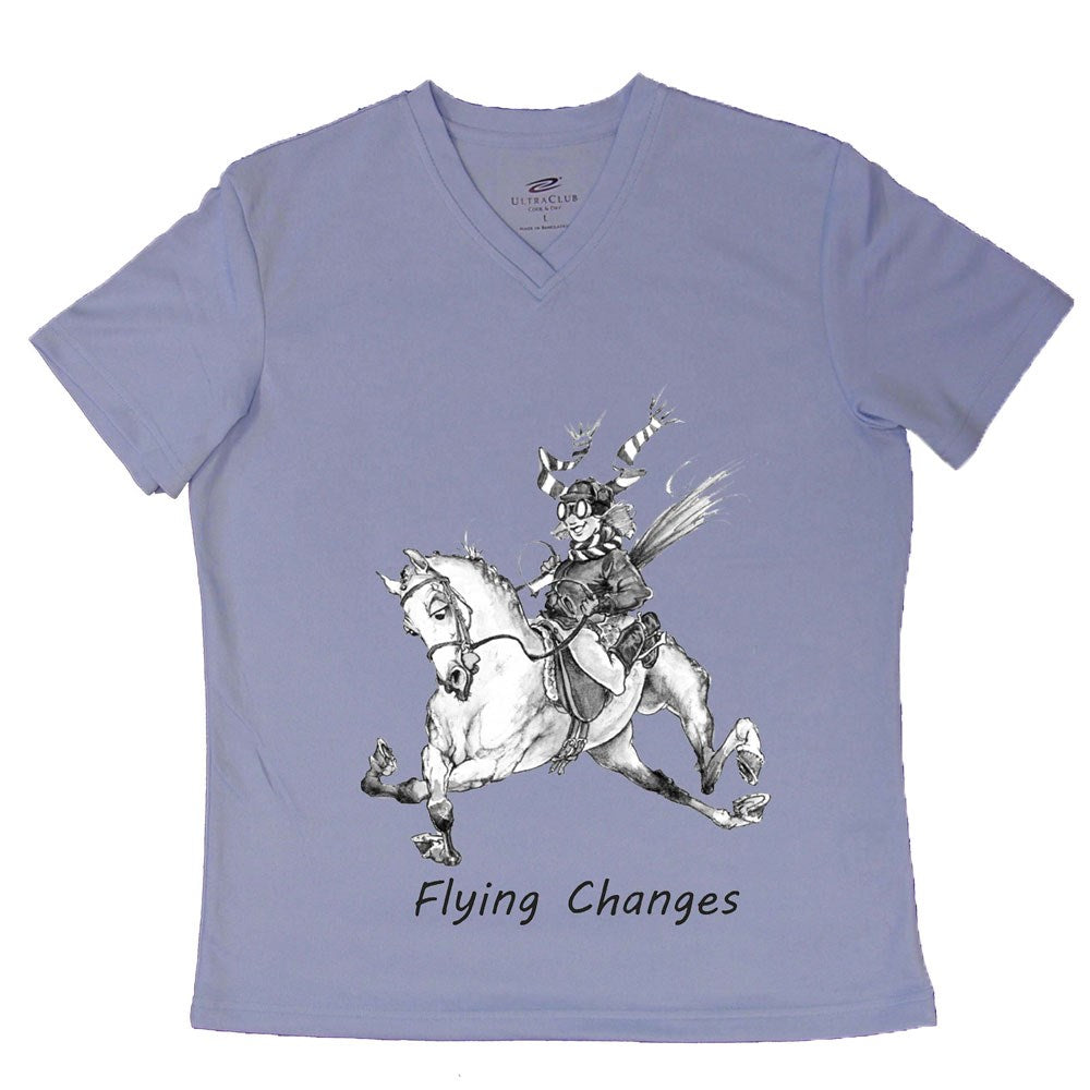 Jude Too Comical Horse "Flying Lead Changes" V Neck T-Shirt