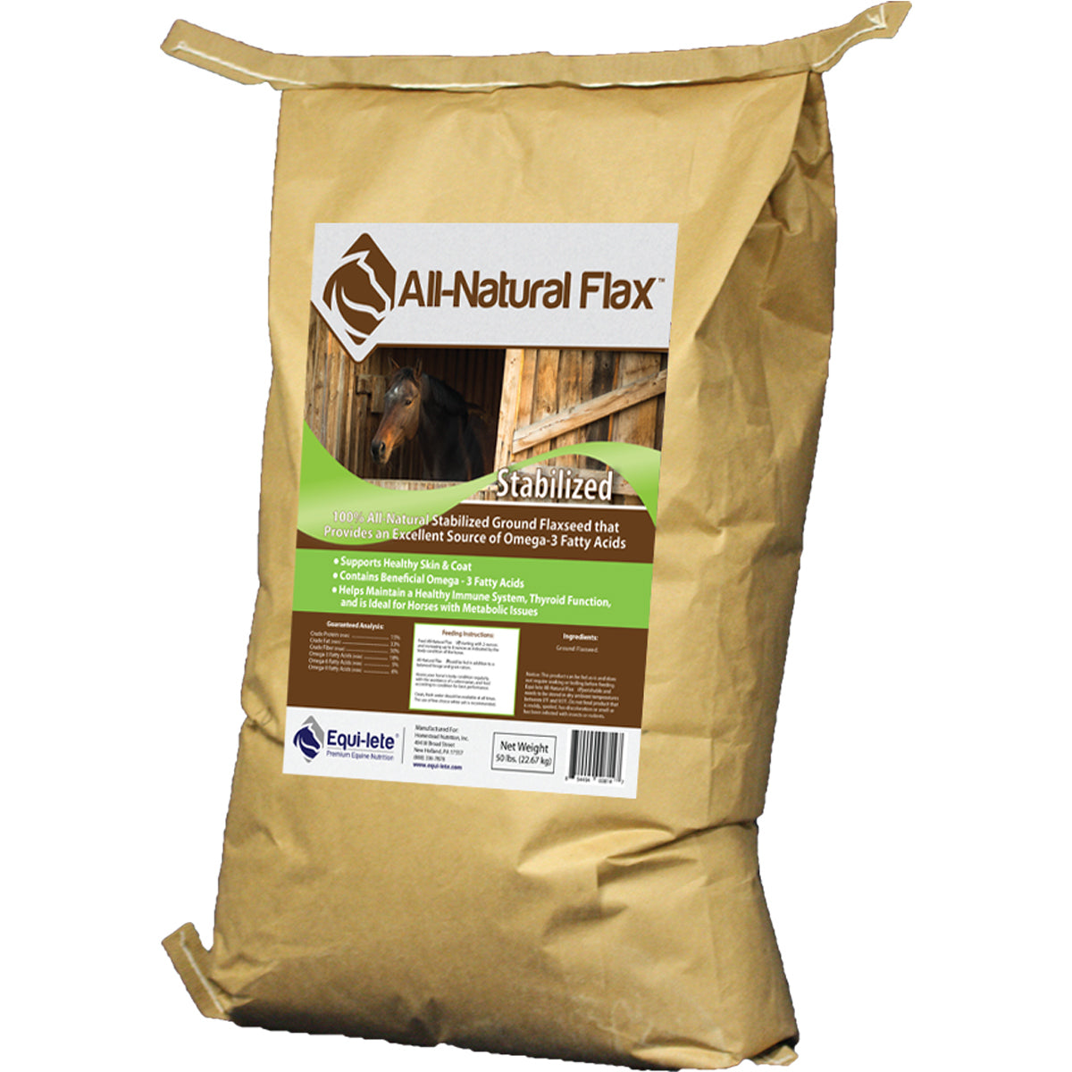 Equi-lete All-Natural Flax 50 lb Bag FOB