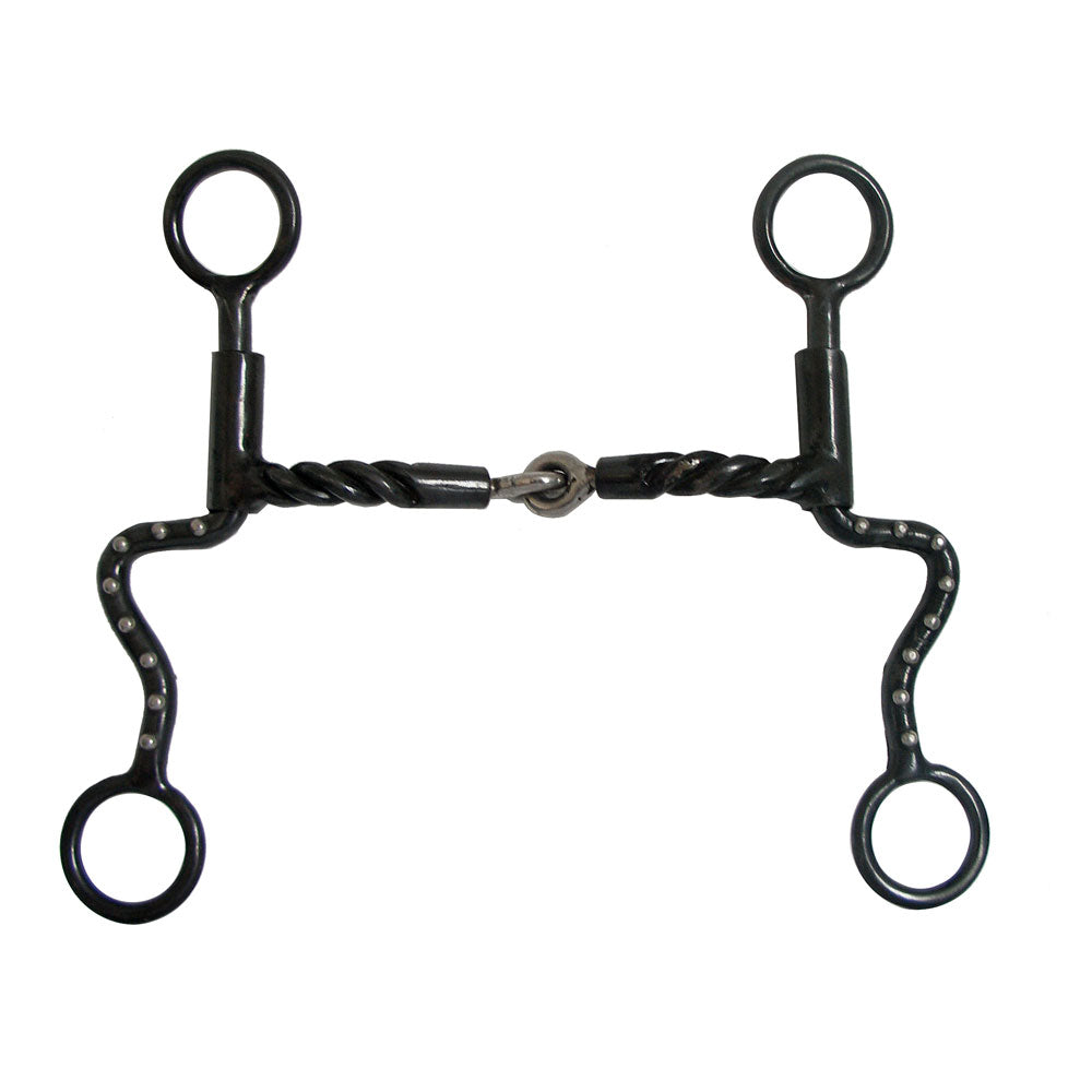 Robart Pinchless 7 Shank Twisted Wire Jointed Mouth Snaffle Bit 5" - Black