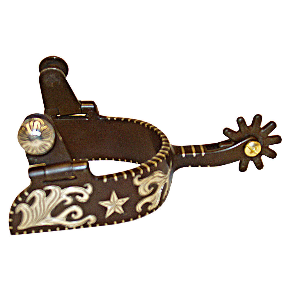 Robart Ladies Western 1-1/2" Cutting Spur with Silver Inlay Texas Star
