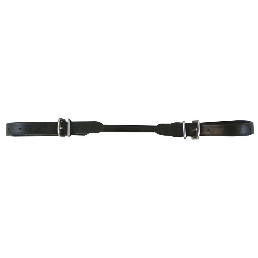 Rounded Leather Curb Strap - Black
